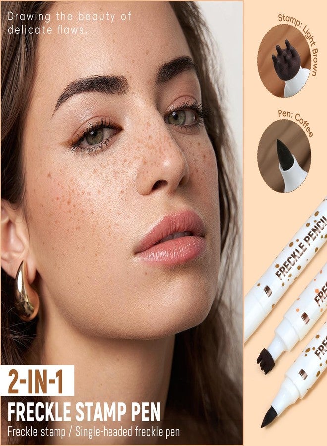 Noerrors Freckle Pen Stamp 2 in 1 for Natural Lifelike Faux Freckle, Dual Ended Freckles Stamp & Precise Pen, Waterproof Fake Freckles Stain Marker for Sunkiss Makeup #01 Light - Image 2